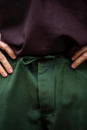 Soft medieval trousers "Linhart" with waistband lacing Green XXXL
