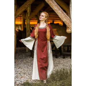Abito medievale in cotone "Angie" Rosso/Naturale