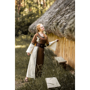 Medieval cotton dress "Angie" Tobacco/Natural