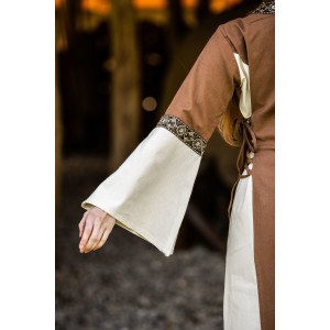 Vestido medieval de algodón "Angie" Tabaco/Natural