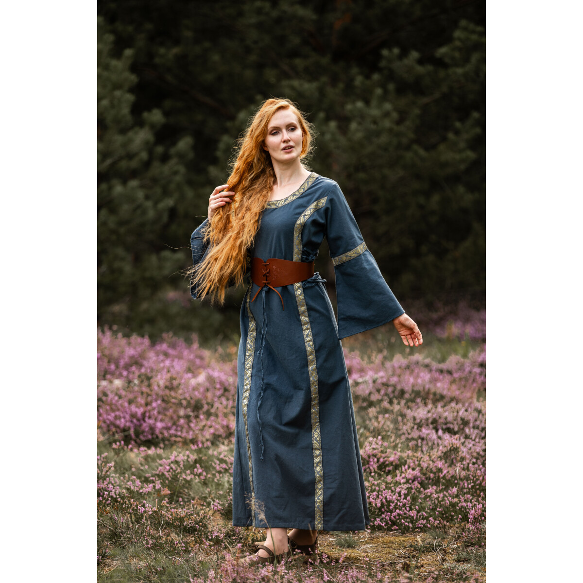 Mittelalter Baumwollkleid Angie Blau