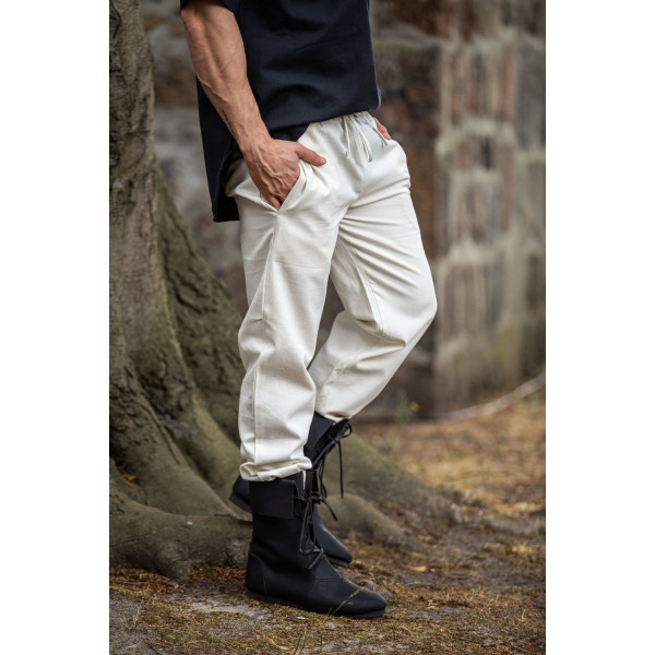 Pantalon médiéval avec élastique "Veit" Ècru