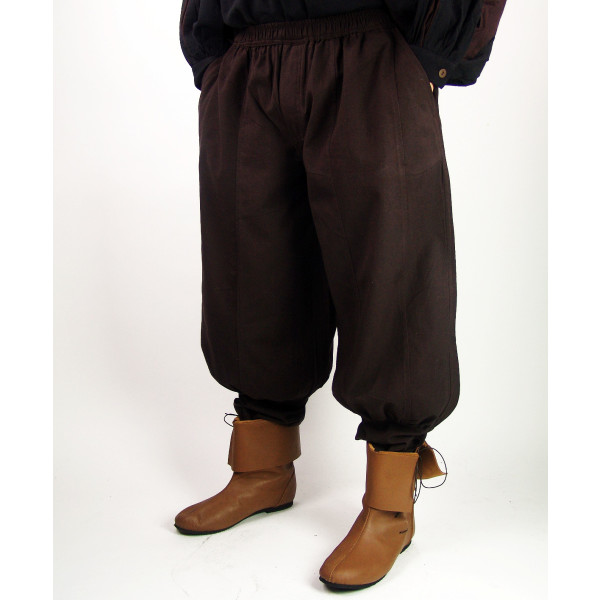 Trousers "Tiago" with leg lacing brown
