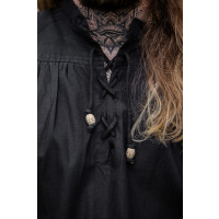 Sleeveless stand-up collar lace-up shirt "Louis" Black