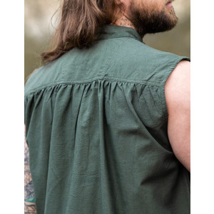 Sleeveless stand-up collar lace-up shirt "Louis" Green