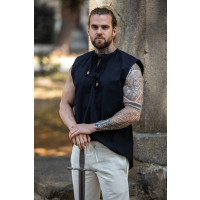 Camisa medieval sin mangas con cordones "Jean" Negro