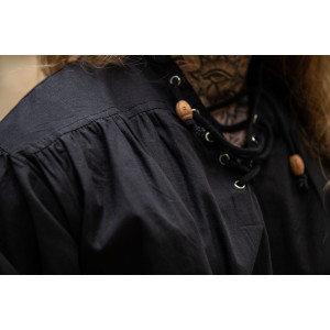 Camicia pirata "Claude" con polsini allacciati Nero