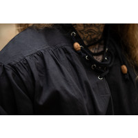 Camicia pirata "Claude" con polsini allacciati Nero