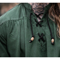 Camisa de cuello alto moteado con cordones "Georg" Verde