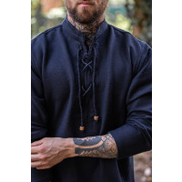 Handwoven cotton shirt "Ingolf" Black