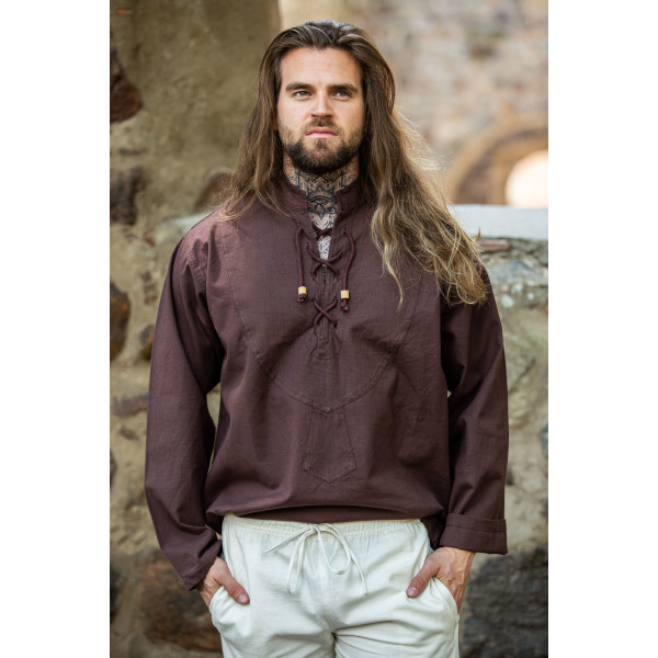 Camicia medievale "Ansbert" Marrone scuro