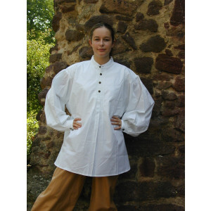 Pinafore shirt with wooden buttons "Oswald" White
