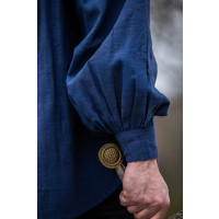 Camicia medievale in cotone grezzo "Leopold" Blu