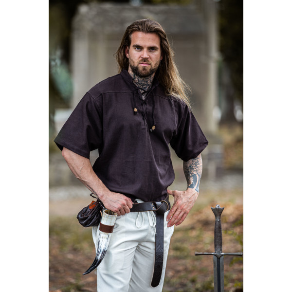 Camicia medievale manica corta "Eric" Marrone