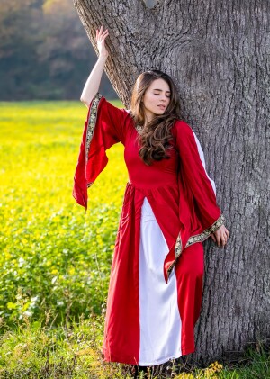 Edles Viskosekleid "Ivette" Rot/Weiß XXXL