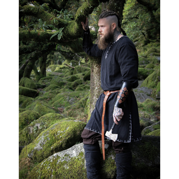 Viking tunic with embroidery Erwin Black