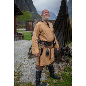 Viking tunic with embroidery "Erwin" Honey brown