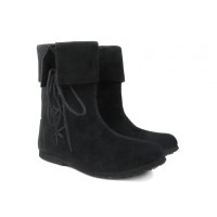 Suede leather boot tops for children "Sigurd" Black