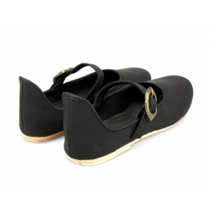 Medieval ladies shoes "Cecilie" with leather sole black