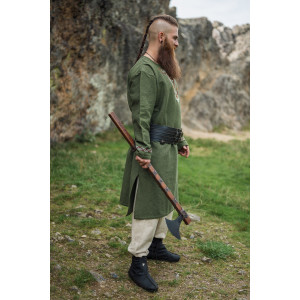 Viking tunic "Freki" with hand embroidery olive green S
