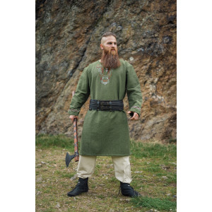 Tunique viking "Freki" avec broderie à la main Vert olive XXXL