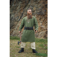 Viking tunic "Freki" with hand embroidery olive green XXXL