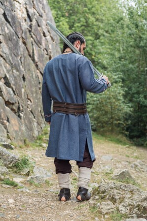 Tunique viking "Freki" avec broderie main Bleu gris S