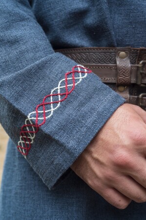 Tunique viking "Freki" avec broderie main Bleu gris M