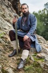 Tunique viking "Freki" avec broderie main Bleu gris M