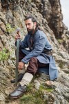 Viking tunic "Freki" with hand embroidery Blue grey L