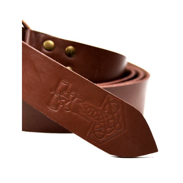 Ring belt with Thorshammer embossing brown