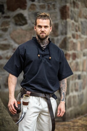 Camisa medieval de manga corta "Eric" Negro XXXL