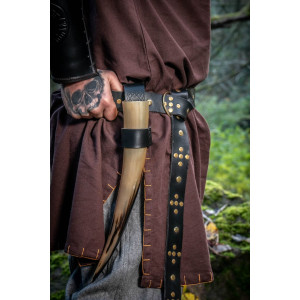 Viking ring belt made of robust leather black