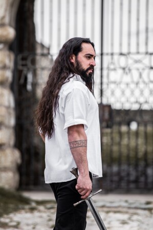 Camicia medievale manica corta "Eric" Bianco M