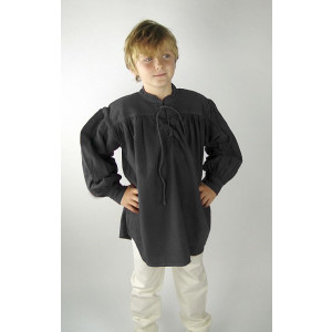 Kids stand-up collar lace-up shirt "Finn" Black