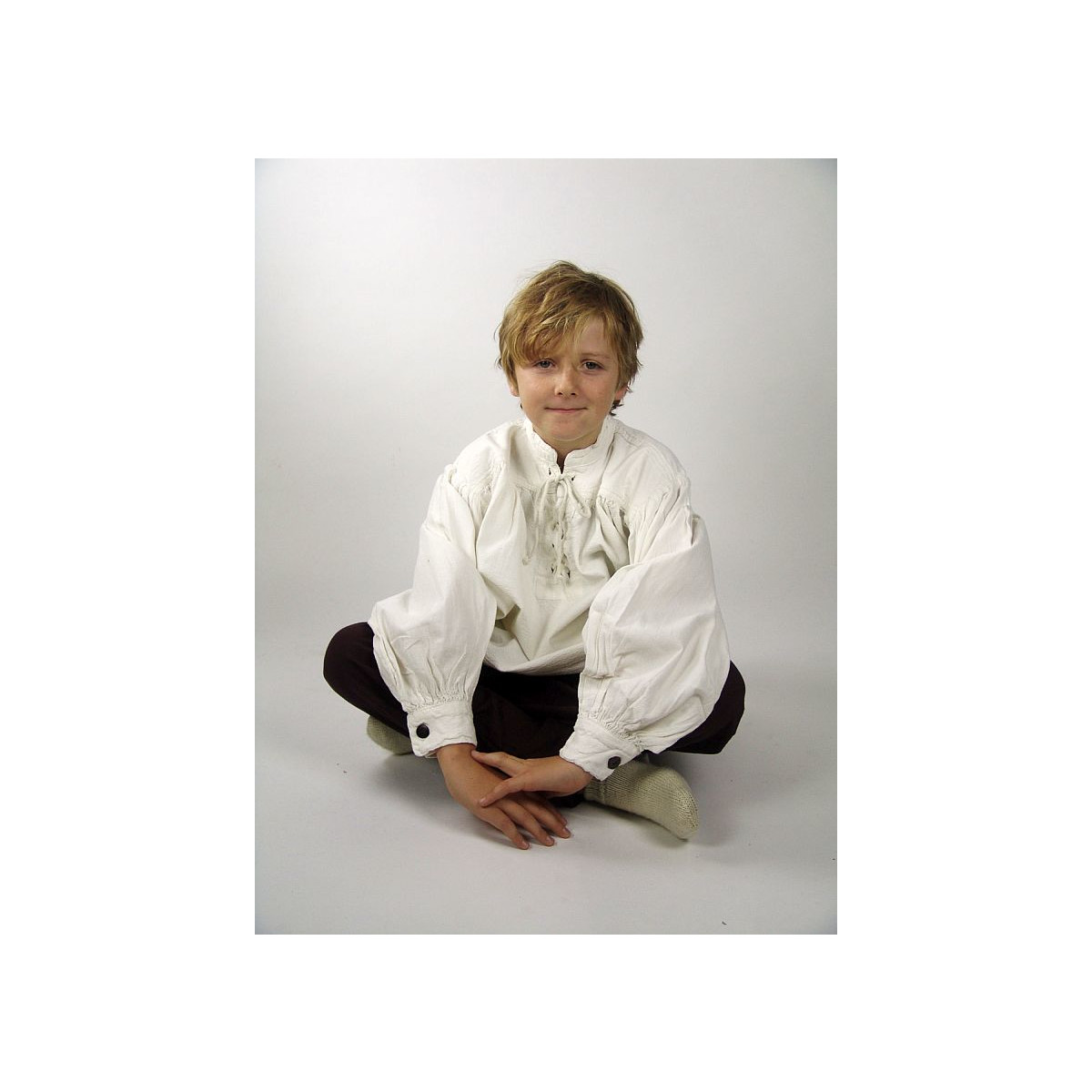 Kinder Stehkragen-Schnürhemd Finn Weiß