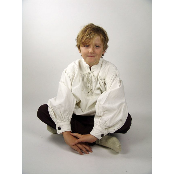Kinder Stehkragen-Schnürhemd Finn Weiß