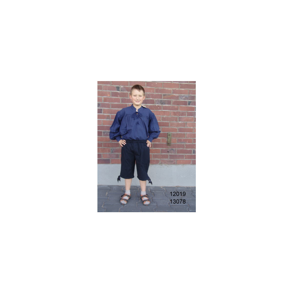 Kinder Stehkragen-Schnürhemd Finn Blau