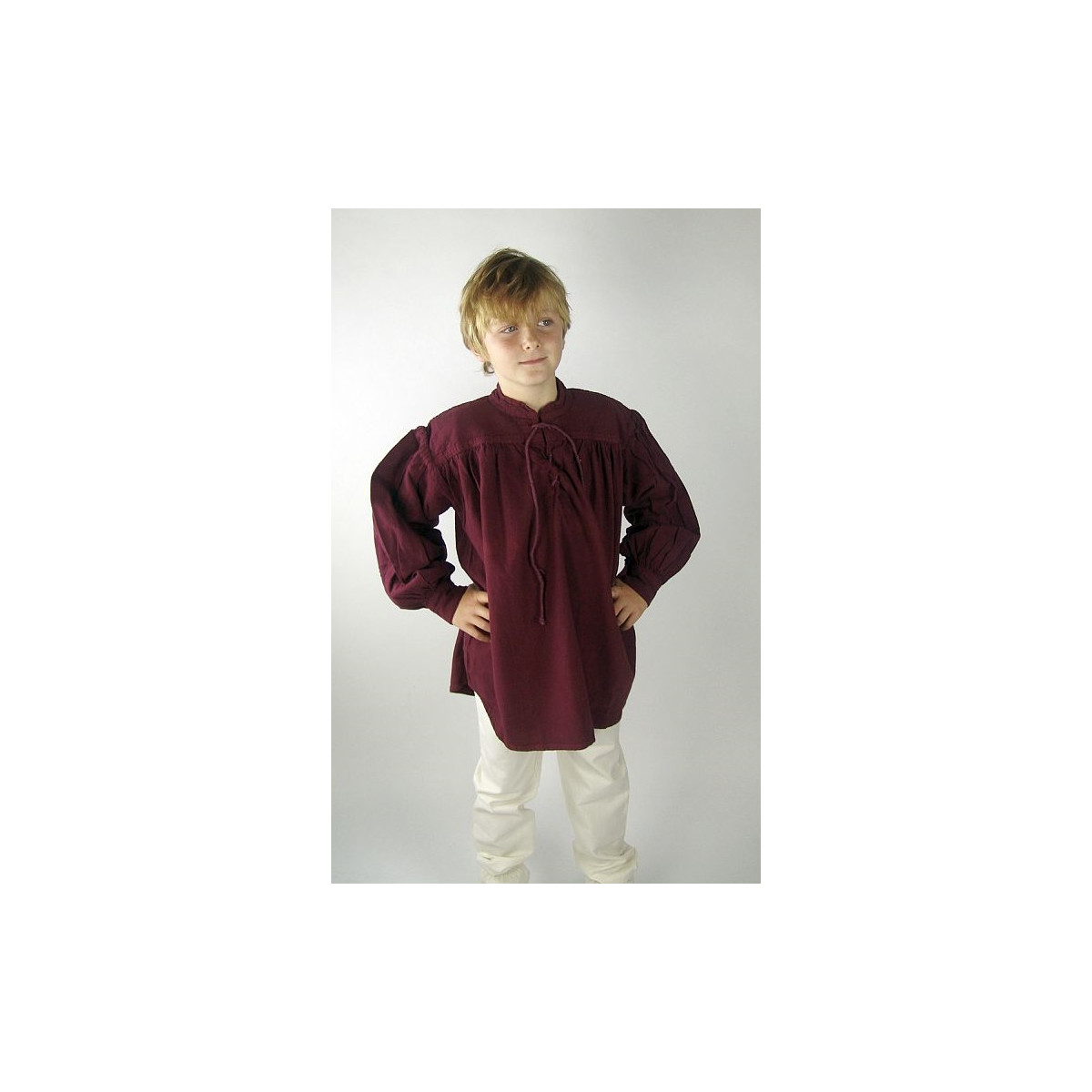 Kinder Stehkragen-Schnürhemd Finn Rot