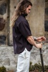 Camisa medieval de manga corta "Eric" Marrón XXL