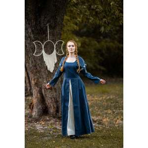 Vestido medieval "Larina" paloma Azul/Natural