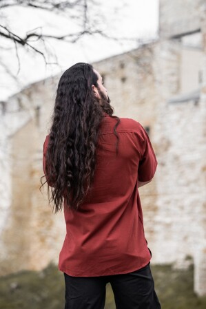 Camisa medieval de manga corta "Eric" roja XXXL