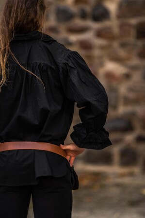 Camicia pirata increspata "Dracula" Nero S