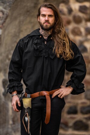 Camisa de pirata con volante "Drácula" Negro M