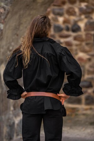 Camicia pirata increspata "Dracula" Nero XXL
