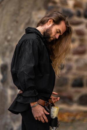 Camicia pirata increspata "Dracula" Nero XXL
