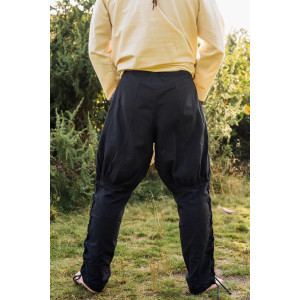 Pantalones vikingos con cordones en las piernas "Magnus" Negro XS