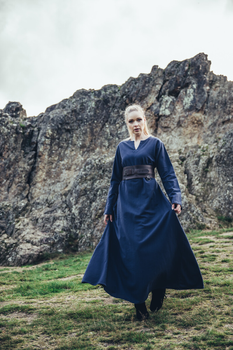 Vestido vikingo de algodón "Valdis" Azul de