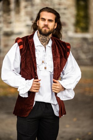 Frilled pirate shirt "Dracula" White XXL