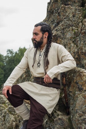 Tunique de lin viking "Ragnar" Ècru M